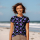 Jersey Fleurs dancres bleu violet sur noir - Collection exclusive Glitzerpüppi