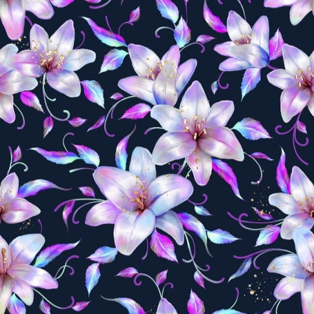 BIO Jersey Vines and Lilies look denim - Collection exclusive Glitzerpüppi