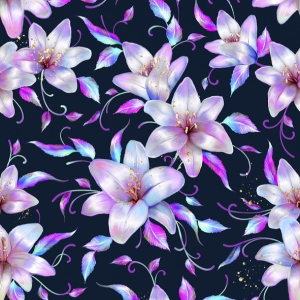 BIO Jersey Vines and Lilies look denim - Collection...