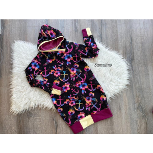 BIO Jersey Fleurs dancres coloré sur noir - Collection exclusive Glitzerpüppi