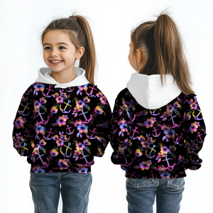 BIO Jersey Fleurs dancres coloré sur noir - Collection exclusive Glitzerpüppi