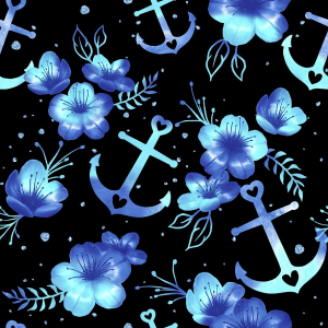 BIO Jersey Fleurs dancres coloré sur noir -...