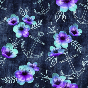 BIO Jersey Maritime Blossoms Mint Lila auf Jeans -...