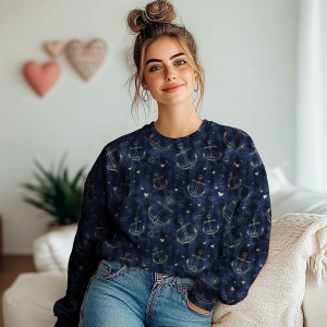 BIO Jersey Jean ancre et coeurs dorés - Collection exclusive Glitzerpüppi