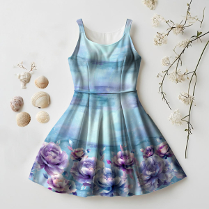 BIO bordure Summertime Blossoms bleu clair violet - Collection exclusive Glitzerpüppi