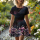 BIO Jersey Summertime Blossoms Navy Beere - Glitzerpüppi Exklusiv Eigenproduktion