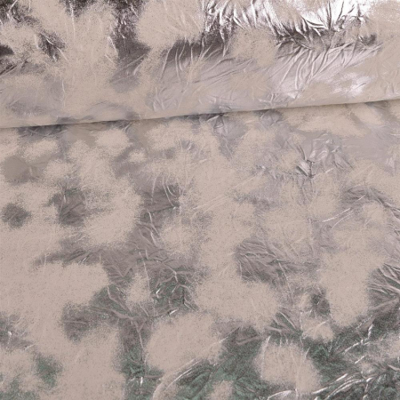 Kunstleder Knitteroptik Metallic Silber Gesprenkelt