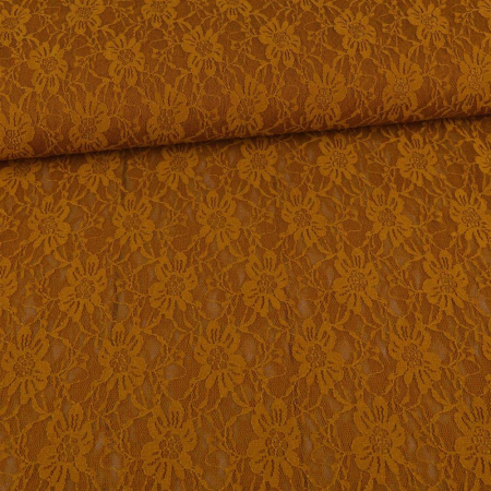 Tissu Dentelle fleur ocre