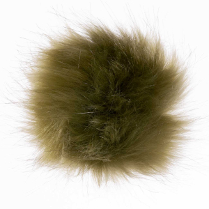 Pompom fausse fourrure kaki chiné 10 cm