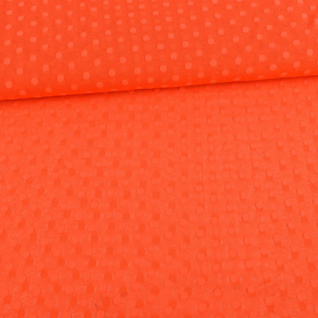 Tissu tulle à pois orange