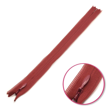 Fermeture rouge bordeaux 22cm invisible non séparable YKK (0004715-527)
