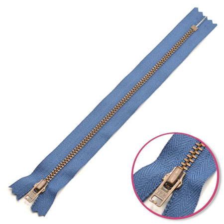 Fermeture à glissière avec dents en métal antique non séparable 10cm bleu jeans YKK (0643475-839)