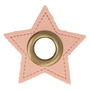Oeillet simili cuir patch étoile rose 8mm - Bronze