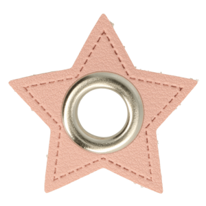 Oeillet simili cuir patch étoile rose 8mm -...