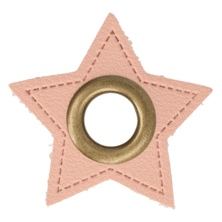 Oeillet simili cuir patch toile rose 11mm - Bronze
