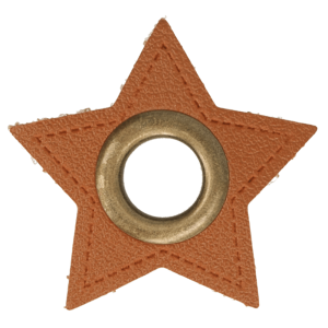 Oeillet simili cuir patch étoile marron 8mm - Bronze