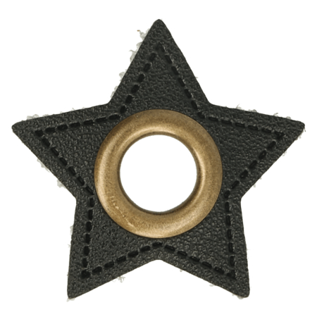 Oeillet simili cuir patch étoile noir 8mm - Bronze