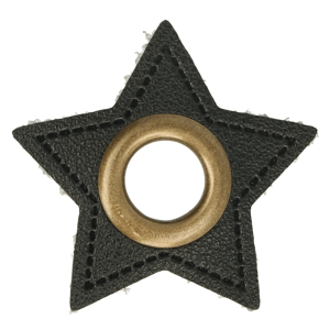 Oeillet simili cuir patch étoile noir 11mm - Bronze