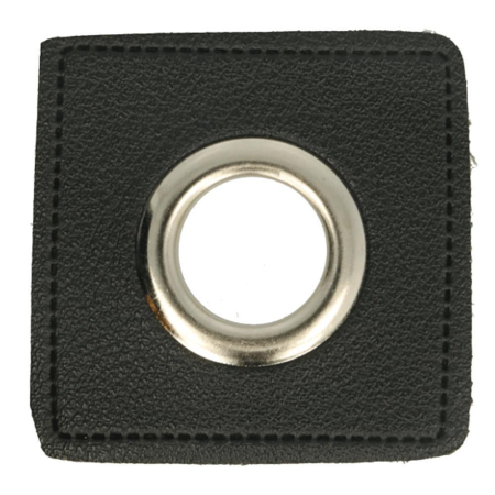 Oeillet simili cuir patch noir 8mm - Nickelé