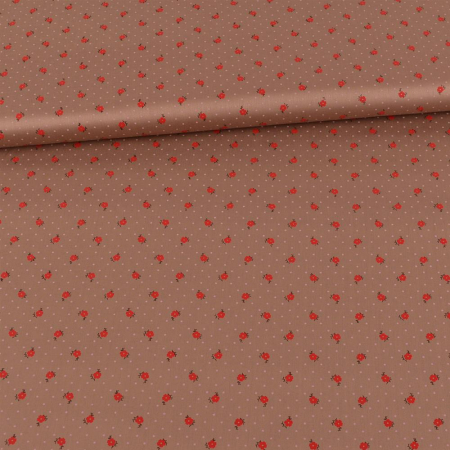Satin de coton costume de lOktoberfest fleurs et pois beige