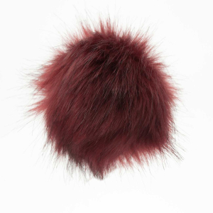 Pompom fausse fourrure rouge chiné 10 cm