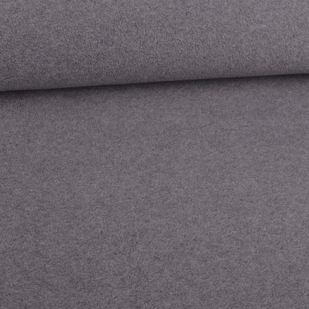 Tissu polaire anti-boulochage uni gris chiné