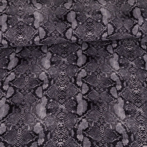 Tissu  crêpe polyester imprimé serpent gris