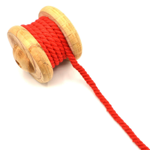 Cordon coton torsadé Uni rouge 8 mm