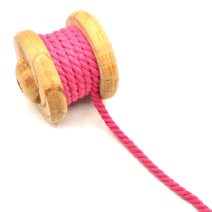Cordon coton torsadé Uni pink 8 mm