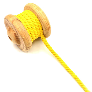 Cordon coton torsadé Uni jaune 8 mm