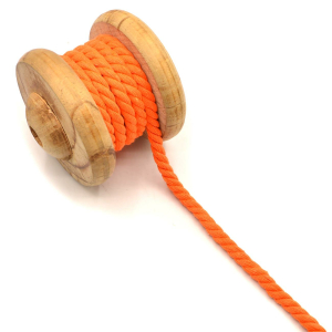 Cordon coton torsadé Uni orange 8 mm