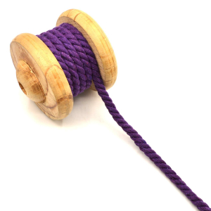 Cordon coton torsadé Uni violet 8 mm