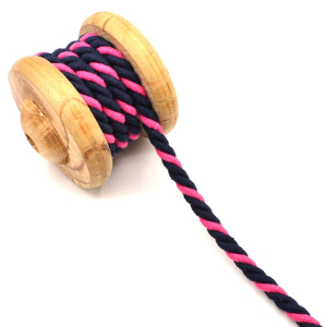 Cordon coton torsadé navy pink 10mm