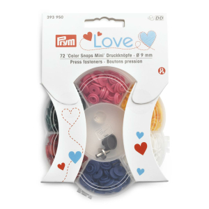 Color Snaps bouton pression et accessoires inclus, Prym Love, 9mm, 6 coloris, 72 pièces (393950)