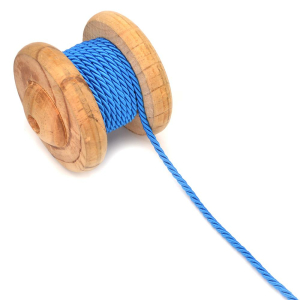 Cordon torsadé soie artificielle bleu 4mm