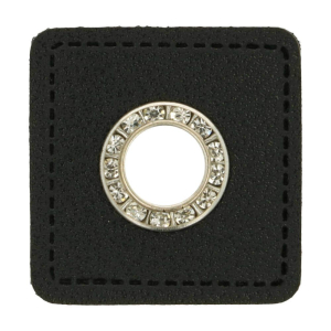 Oeillet simili cuir patch noir 6mm  - pailleté...