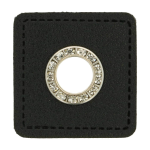 Oeillet simili cuir patch noir 6mm  - pailleté...