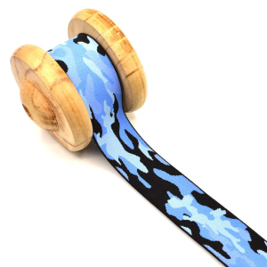 Ruban élastique motif armée bleu 3,8 cm