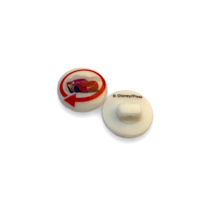 Bouton Walt Disney 15mm - Cars Lightning McQueen blanc