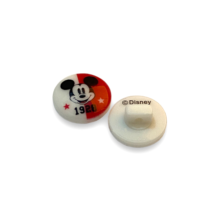 Bouton Walt Disney 13mm - Mickey Mouse blanc rouge
