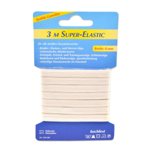 Ruban élastique largeur 8mm blanc 3m