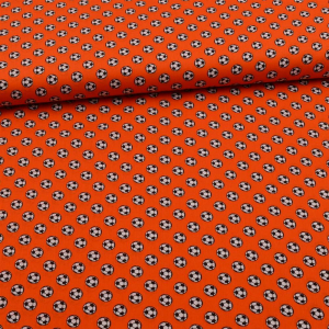 Tissu coton petit ballon de football sur orange