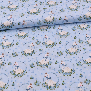 Tissu coton cygne royal bleu clair