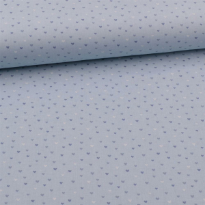 Tissu coton Fantasy coeurs sur bleu layette