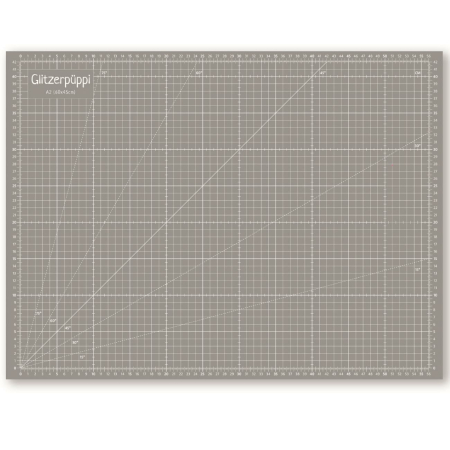 Glitzerpüppi tapis de découpe auto-cicatrisant A2 (60x45cm) -  recto/verso imprimé - gris/noir