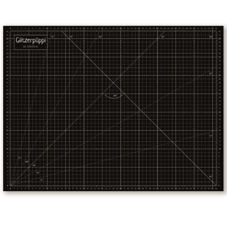 Glitzerpüppi tapis de découpe auto-cicatrisant A2 (60x45cm) -  recto/verso imprimé - gris/noir