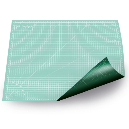 Glitzerpüppi tapis de découpe auto-cicatrisant A2 (60x45cm) -  recto/verso imprimé - menthe/vert