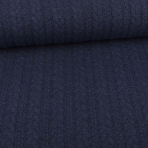 Tricot Jacquard à motif torsade bleu jeans chiné