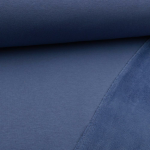 Tissu sweat envers doudou - bleu jeans