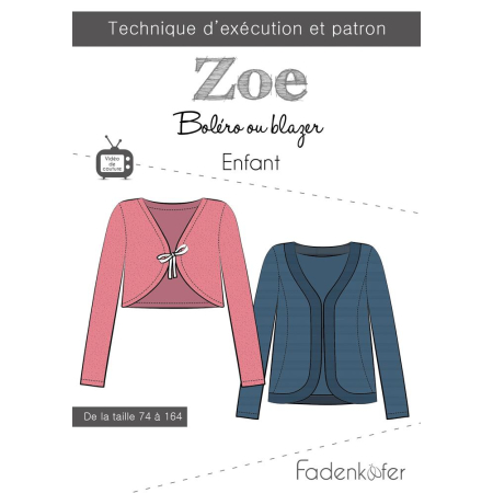 Fadenkäfer patron de couture papier Zoe boléro ou blazer enfant